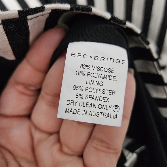 Bec + Bridge Black and White Stripe Fit n Flare Mini Dress - Picture 12 of 12